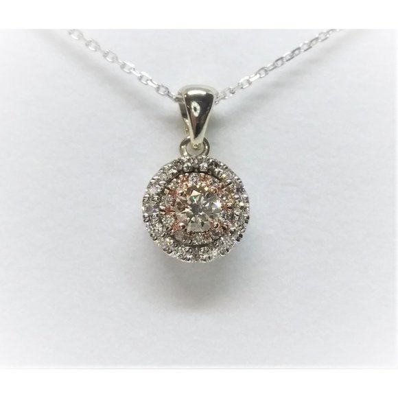 14k White And Rose Gold 0.50ct Diamond Pendant And